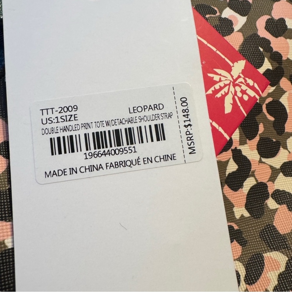 Trina Turk huge Pink& green and Black Leopard Tote - Picture 3 of 6